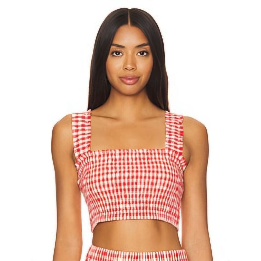 NWT RHODE Red Gingham Crop Top Size S